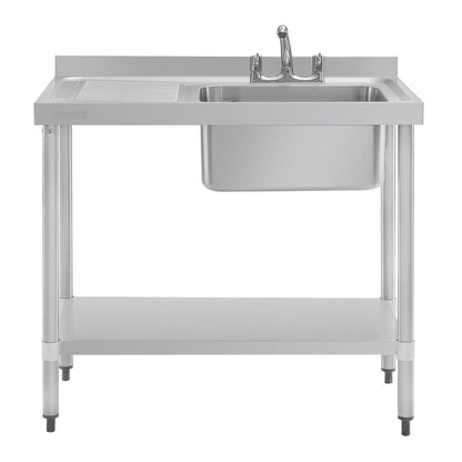 DY821 Vogue RVS spoeltafel enkele spoelbak aan rechterzijde 100x60cm