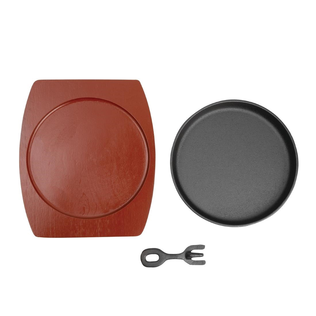 CC311 Olympia ronde gietijzeren schaal met houten onderzetter 22cm
