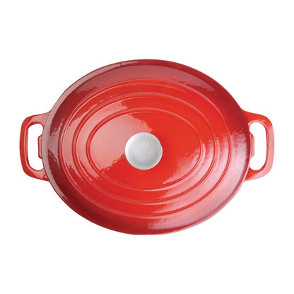 GH314 Vogue ovale inductie braadpan rood 6Ltr