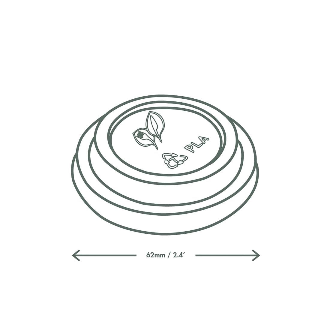 FP801 Vegware 62-serie CPLA deksels (2000 stuks)