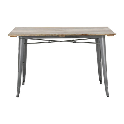 HZ811 Bolero Bistro Eettafel Met Lattenblad Van Mangohout En Donkergrijze Poot 1200mm