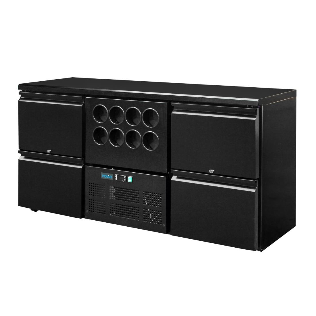 GL457 Polar U-serie werkbank koeling 4 laden plus flessennest (8 flessen)