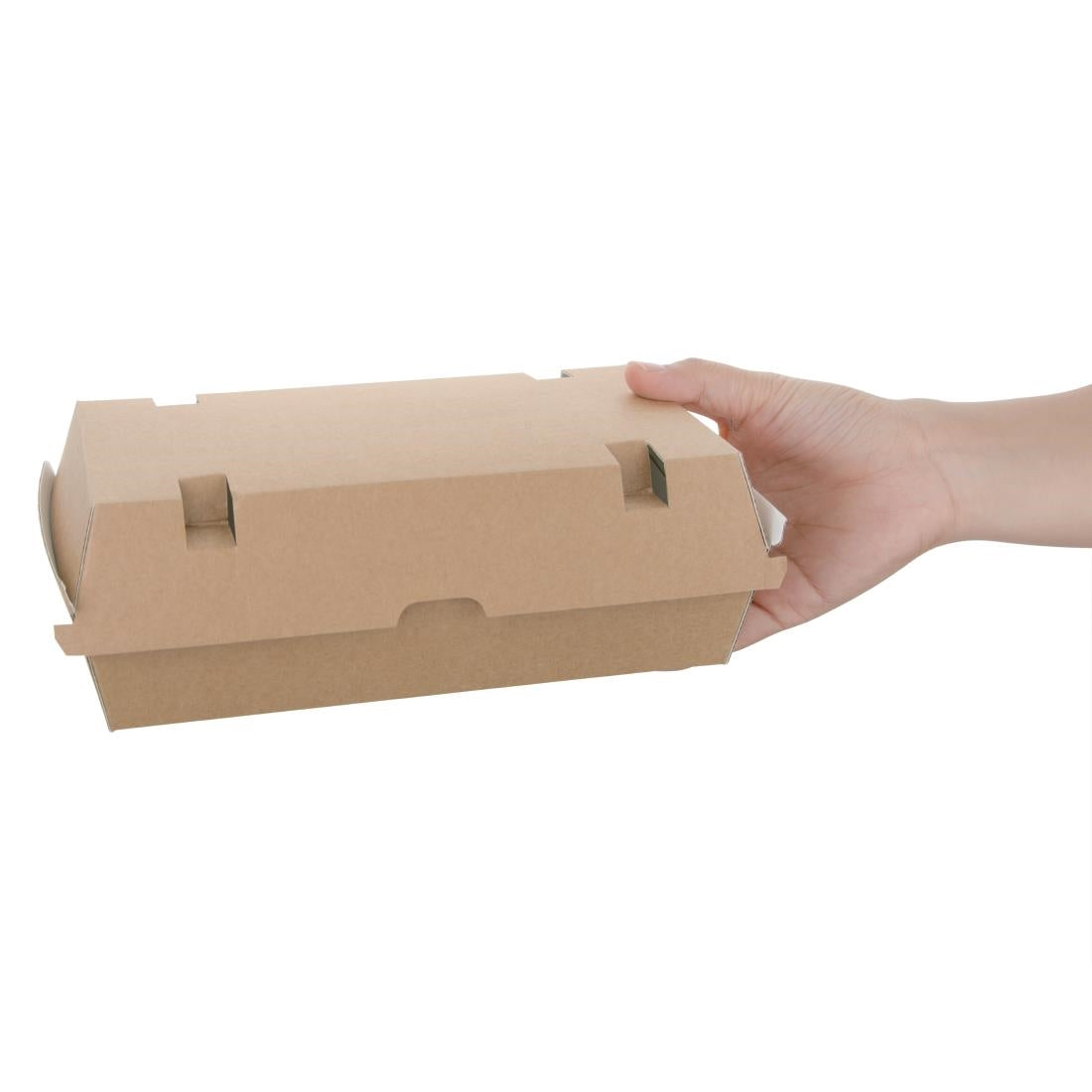 FB667 Fiesta Compostable composteerbare hamburgerdoosjes kraft groot rechthoekig (100 stuks)