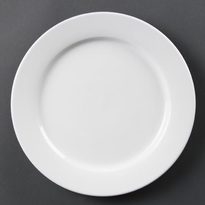CB482 Olympia Whiteware Witte Borden Met Brede Rand 28cm (6 Stuks)