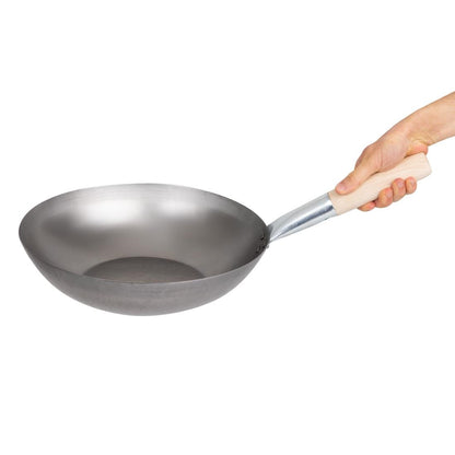 K296 Vogue lichtstalen wok met vlakke bodem 330 mm