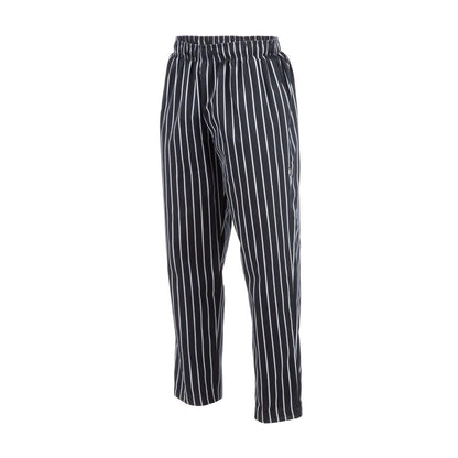 A940-S Chef Works Designer baggy koksbroek zwart-wit gestreept S