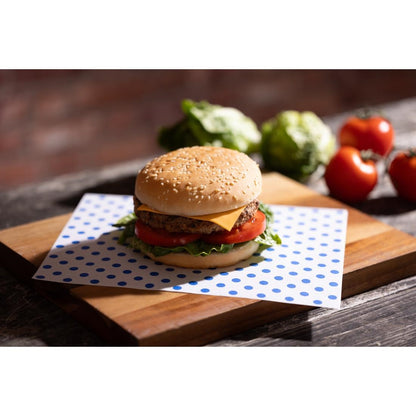 HY791 Fiesta Composteerbare Burger Wraps Blauwe Stip 250x200mm (200 stuks)