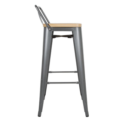 FB624 Bolero Bistro hoge barstoel met houten zitting grijs (4 stuks)