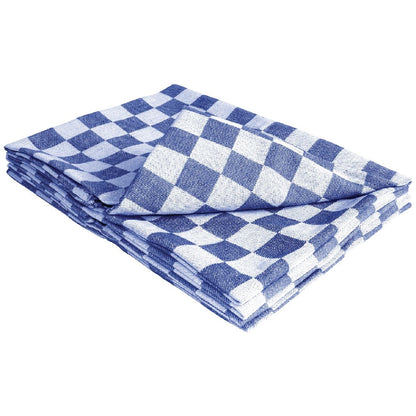 E578 Vogue theedoek blauw geblokt 66cm