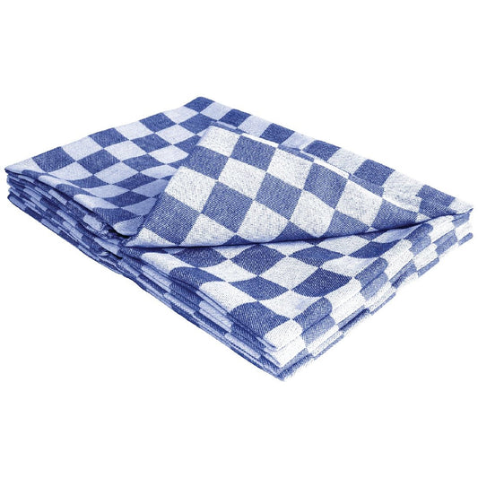 E578 Vogue theedoek blauw geblokt 66cm