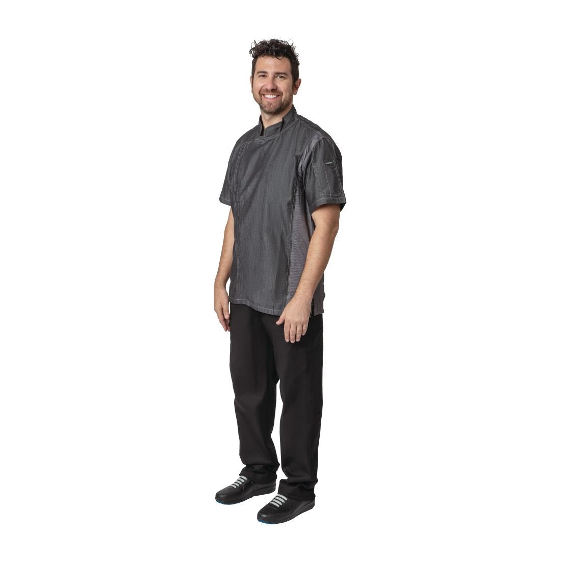 BB270-S Chef Works Urban Delancey denim koksbuis korte mouw grijs S