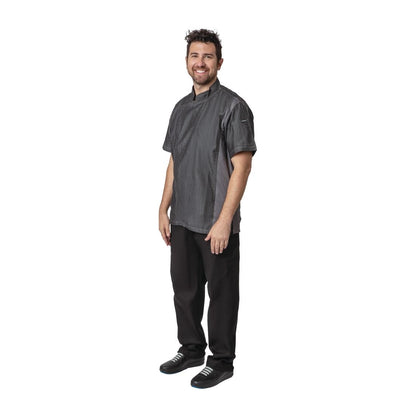 BB270-S Chef Works Urban Delancey denim koksbuis korte mouw grijs S