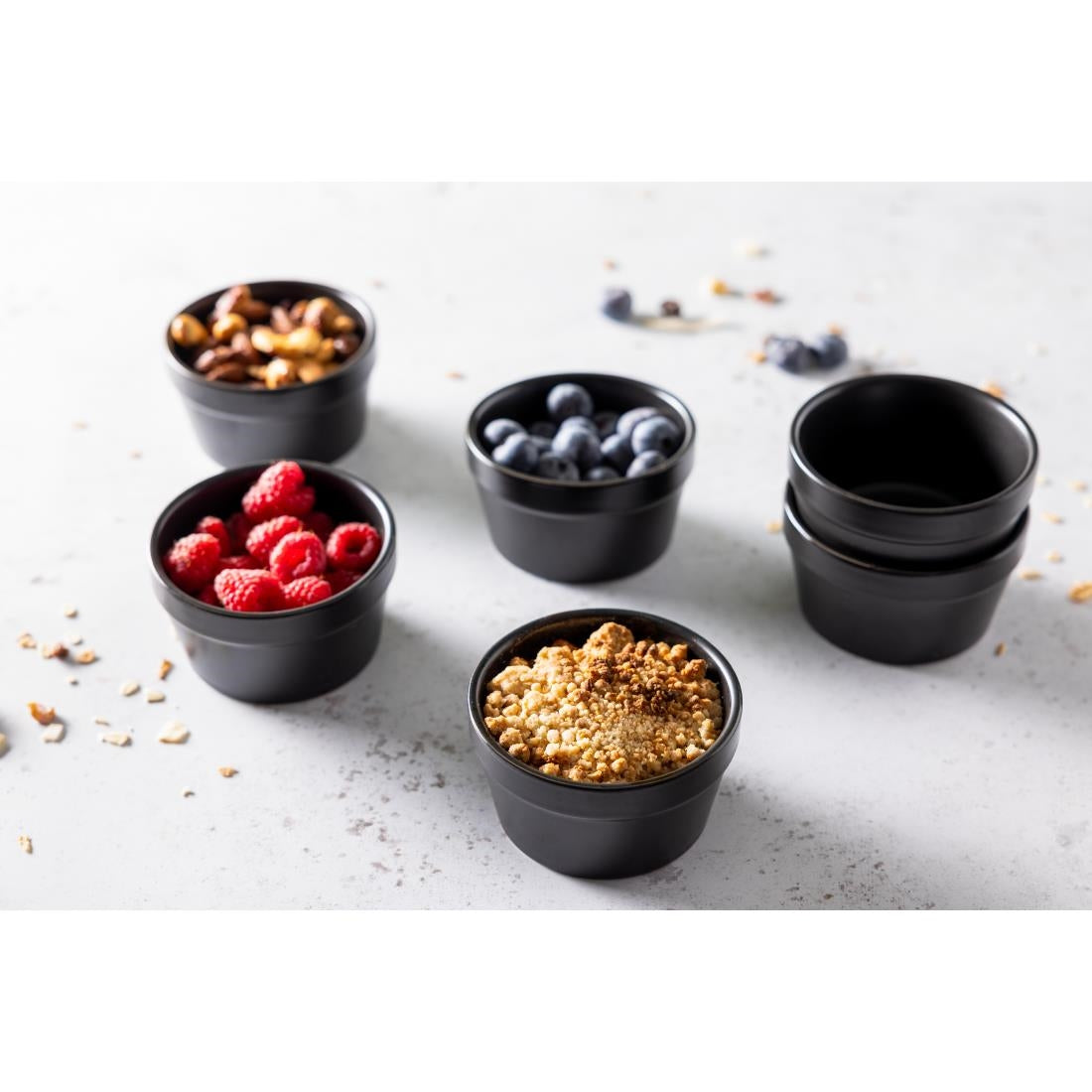 DK831 Olympia stapelbare ramekin mat zwart 9,5cm (6 stuks)