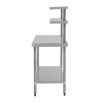 CC359 Vogue RVS werktafel met wandplanken 120cm