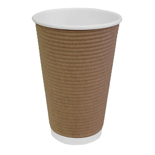 GF025 Fiesta Recyclable koffiebeker ribbelwand kraft 455ml (25 stuks)
