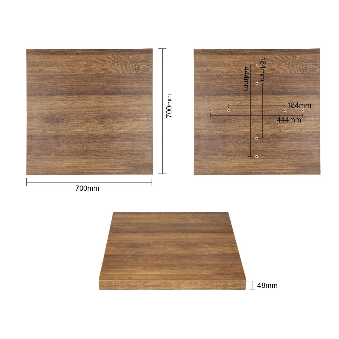 GR330 Bolero vierkant tafelblad Rustic Oak 70cm