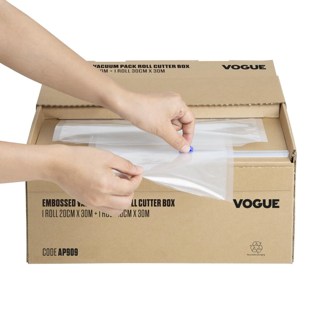 AP909 Vogue Vacuümverpakkingsrol Met Snijdoos (Reliëf) 200 mm En 300 mm Dubbelverpakking