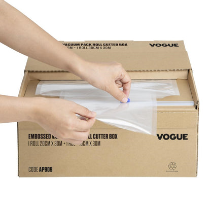 AP909 Vogue Vacuümverpakkingsrol Met Snijdoos (Reliëf) 200 mm En 300 mm Dubbelverpakking