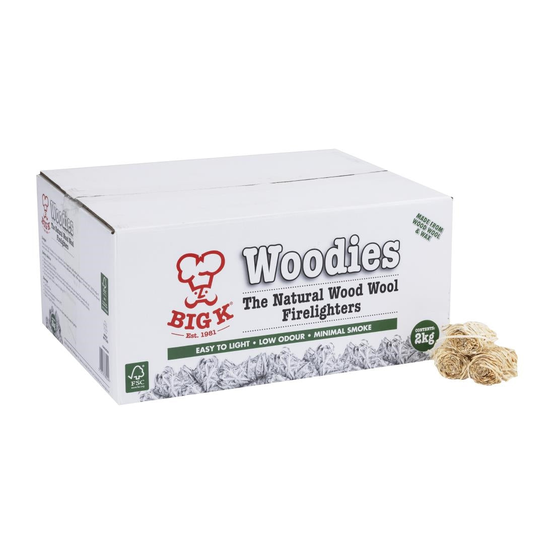 FJ729 Big K Woodies natuurlijk houtwol aanmaakkrullen 2kg