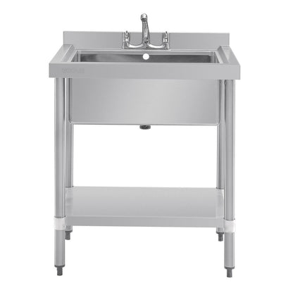 GJ537 Vogue RVS spoeltafel enkele spoelbak met onderblad 75x60cm