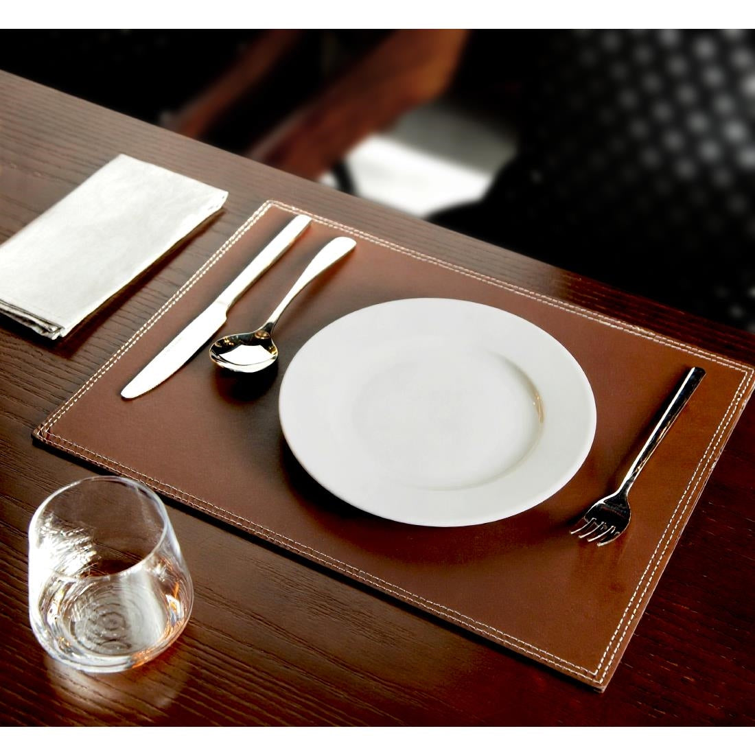 CE298 Olympia kunstlederen placemat bruin 40x30cm