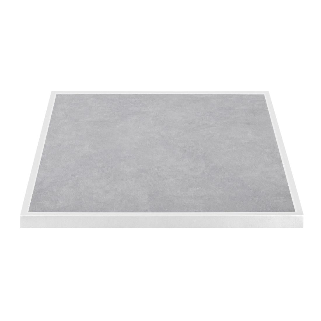 FU514 Bolero Tafelblad Van Gehard Glas Met Lichtgrijs Steeneffect En Witte Rand 700 mm Voor Buiten
