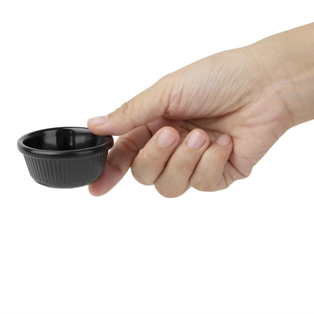 DM162 Olympia Kristallon melamine ramekins geribbeld zwart 2,8cl (12 stuks)