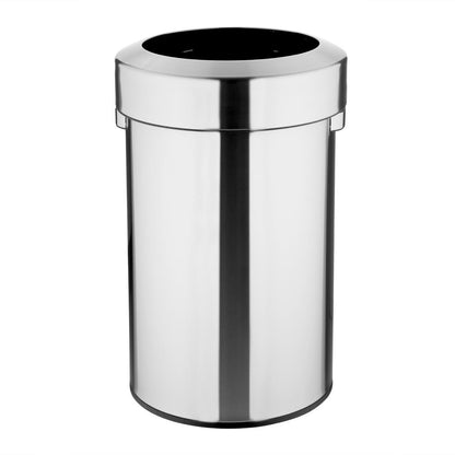 HT460 Bolero Geborsteld Stalen Prullenbak Met Open Bovenkant Deksel 70Ltr