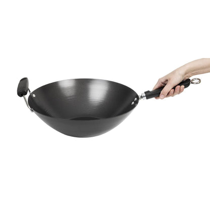 K250 Anti-kleef inductie wok met platte bodem 35,5cm
