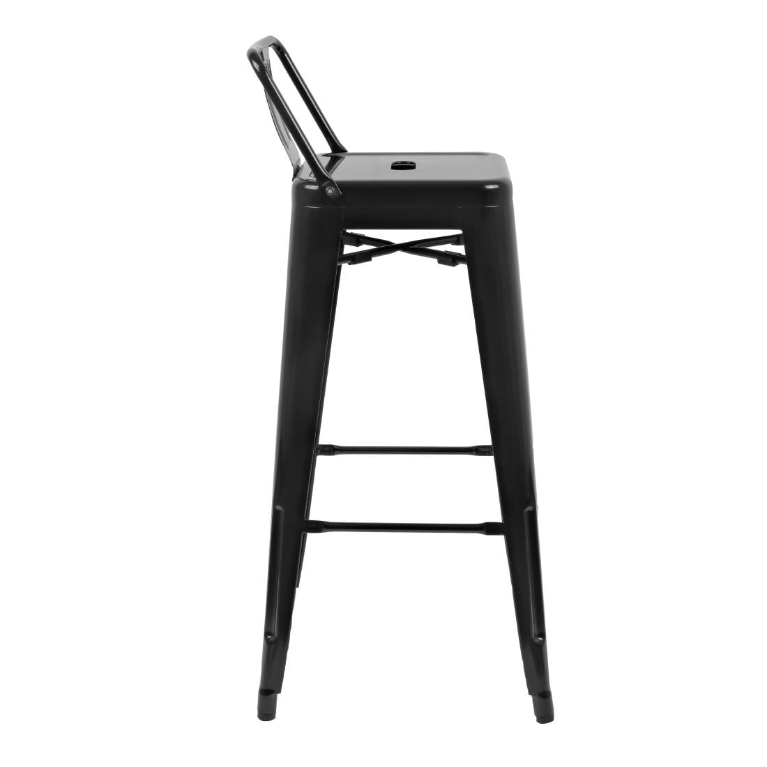 DL882 Bolero Bistro gegalvaniseerd stalen barkruk met rugleuning zwart (4 stuks)