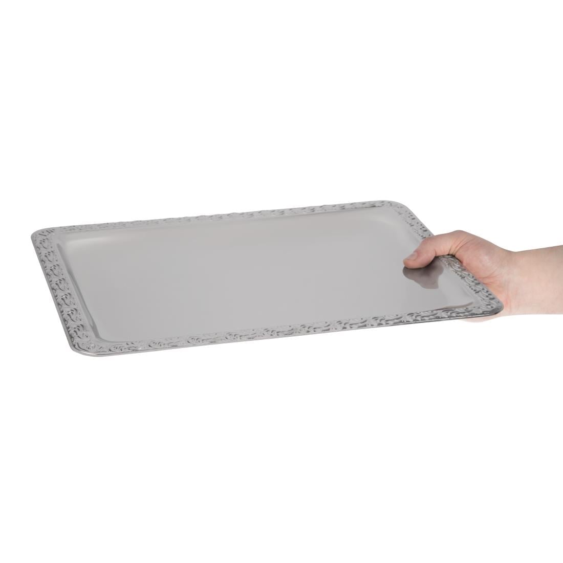 P005 APS RVS serveerschaal met versierde rand 42x31cm
