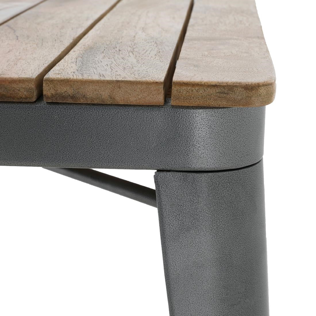 HZ813 Bolero Bistro Eettafel Met Lattenblad Van Mangohout En Donkergrijze Poot 650mm