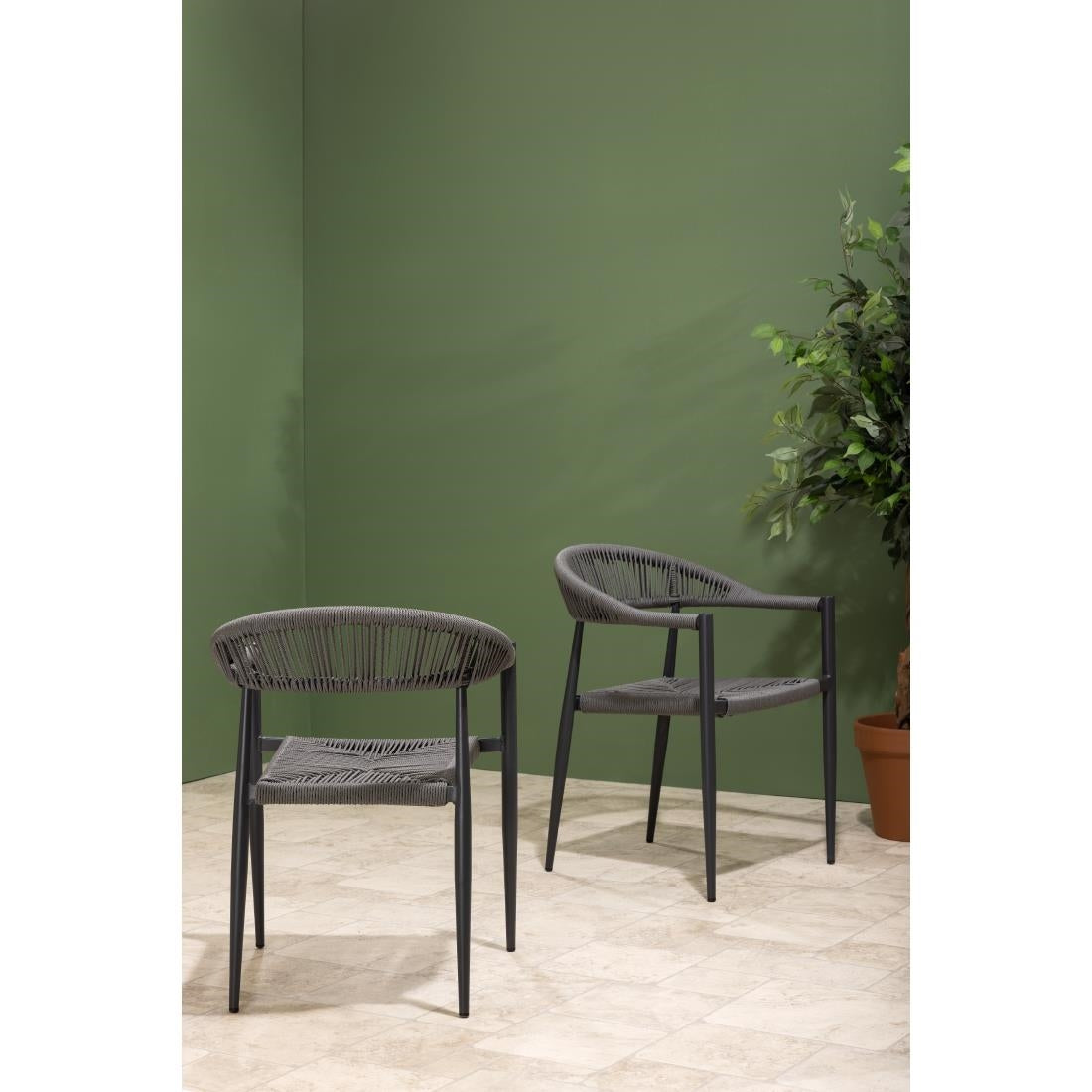 HZ590 Bolero Eden PE gevlochten rattan outdoor armstoelen antraciet (4stuks)
