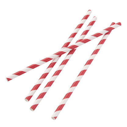 DE927 Fiesta Compostable composteerbare papieren rietjes rood-wit gestreept (250 stuks)