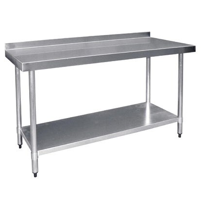 T383 Vogue RVS werktafel met achteropstand 90x180x60cm