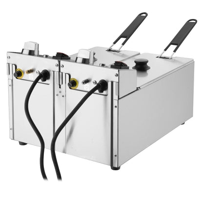 CU615 Buffalo Dubbel Tank Dubbele Mand 2X3Ltr Aanrecht Friteuse 2X2Kw