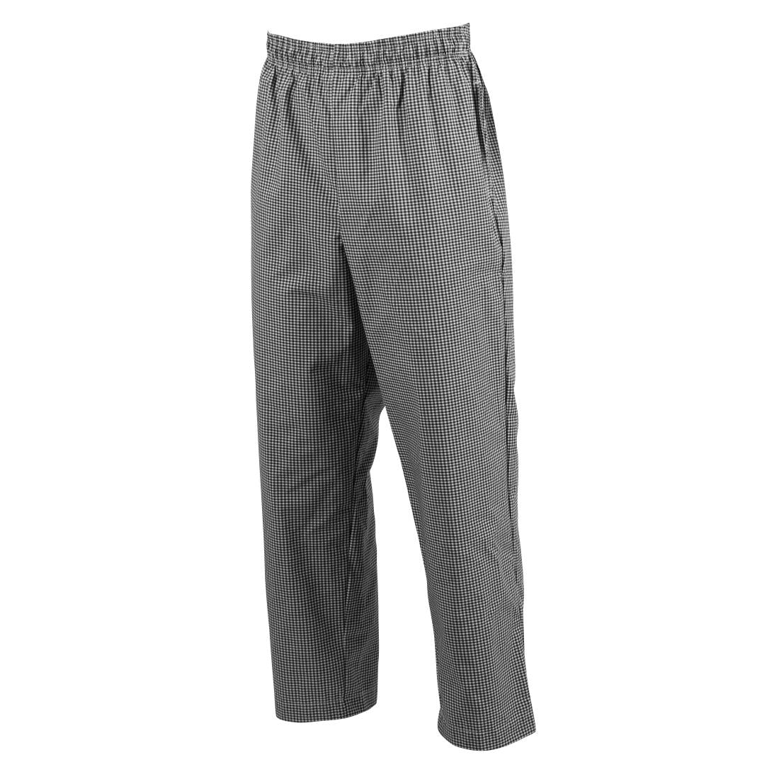 A026T-XS Whites Easyfit Teflon unisex koksbroek met kleine ruit zwart-wit XS