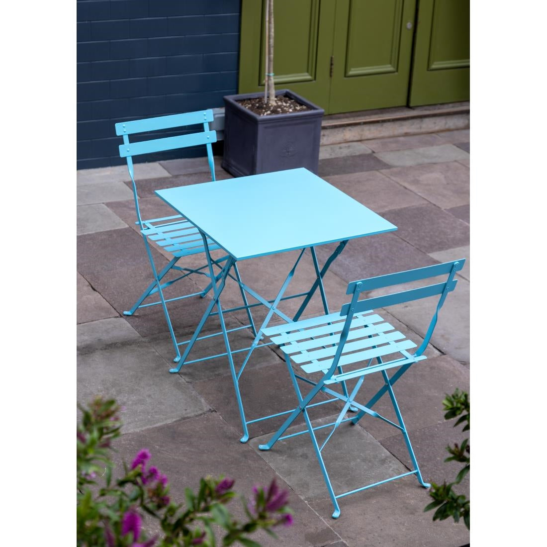 GK985 Bolero vierkante opklapbare stalen tafel turquoise 60cm