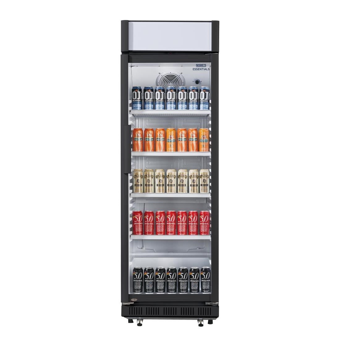 CJ794 Nisbets Essentials Rechtopstaande Display Koeling met Lichtbak 346Ltr