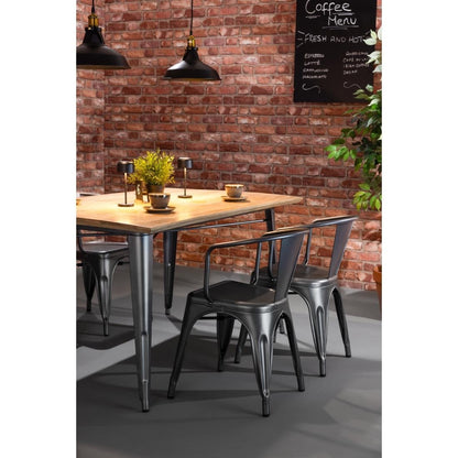 HZ807 Bolero Bistro Curve Armstoelen Donkergrijs (4 stuks)