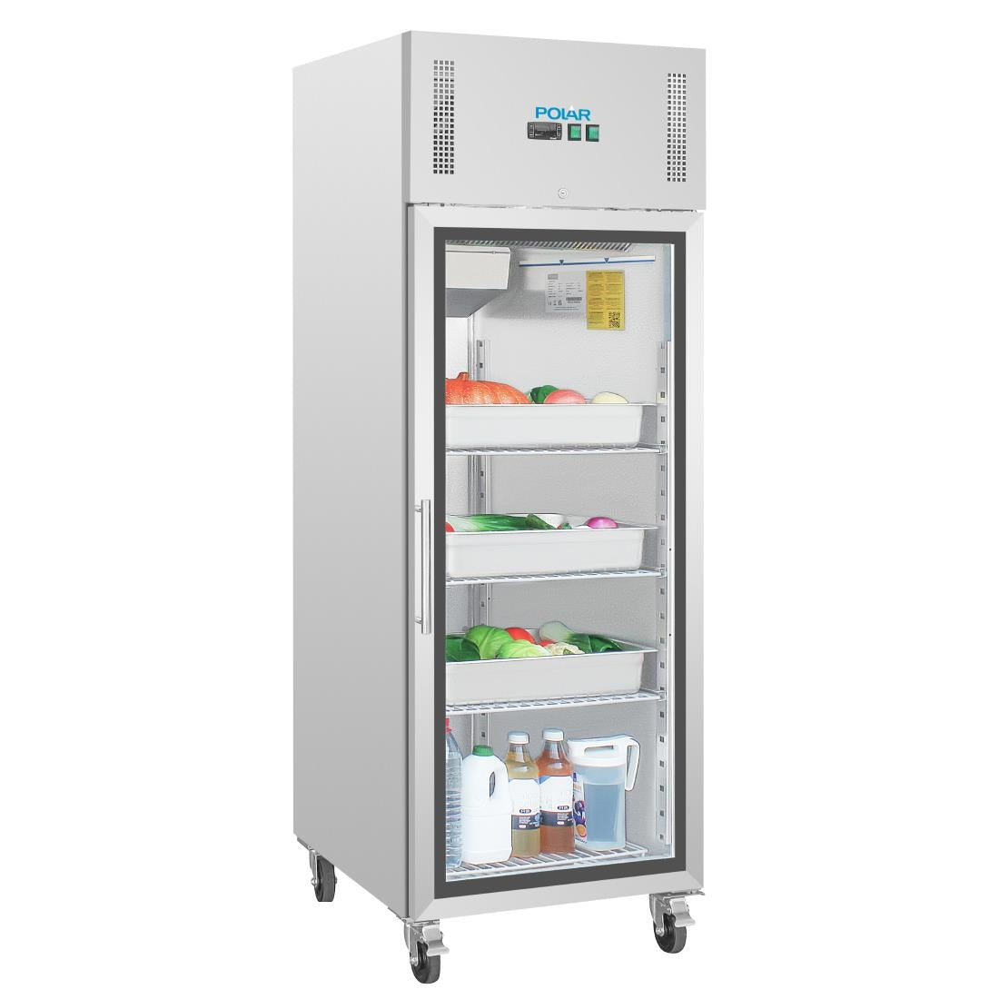CW197 Polar G-serie Gastro 1-deurs koeling met glazen deur 600Ltr