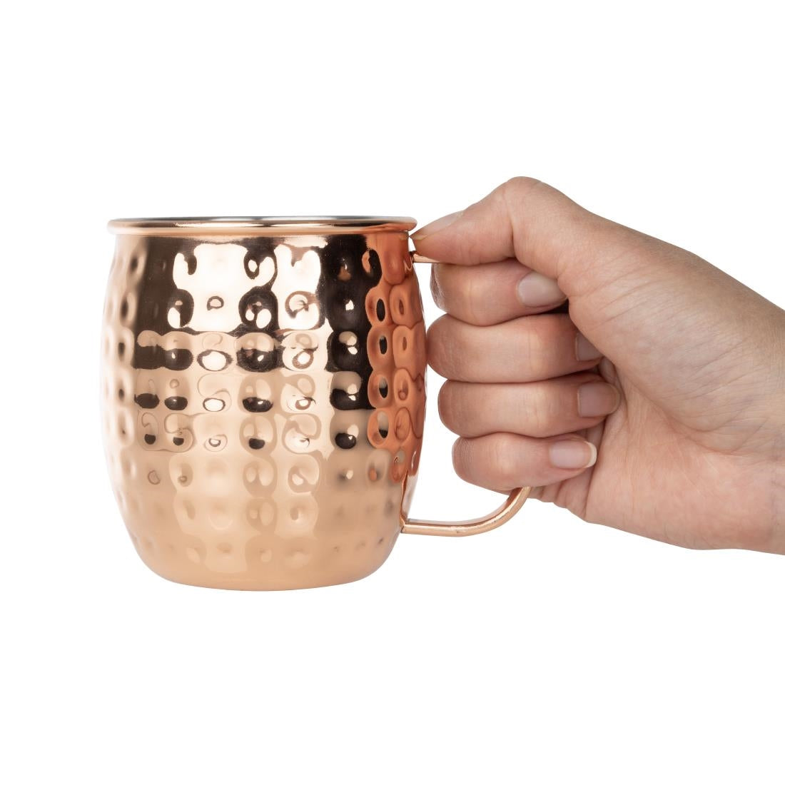 HY114 Olympia Barware Gehamerd RVS Koper Gecoate Mokken 440ml