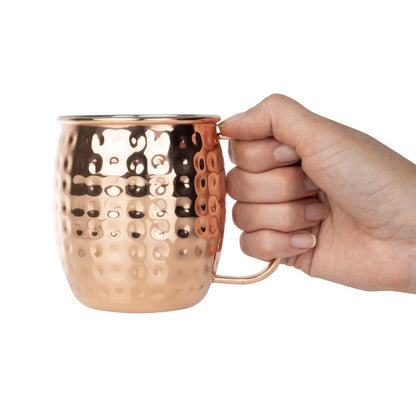 HY114 Olympia Barware Gehamerd RVS Koper Gecoate Mokken 440ml