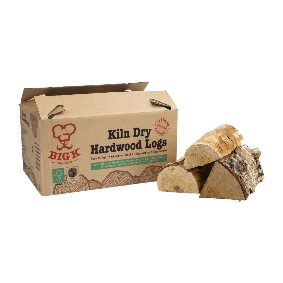 FJ728 Big K Kiln Dry hardhouten houtblokken 8kg