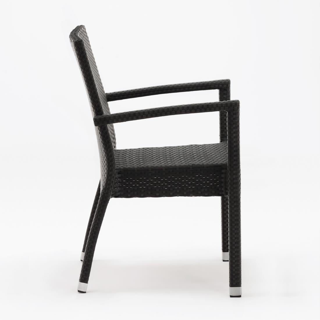 DL477 Bolero polyrotan stoelen met armleuning antraciet (4 stuks)