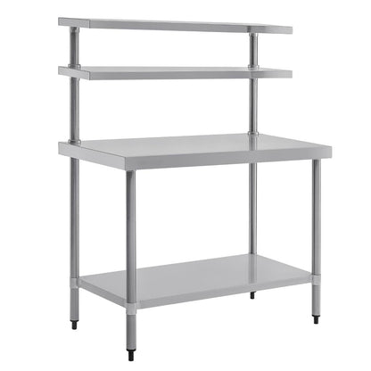 CC359 Vogue RVS werktafel met wandplanken 120cm