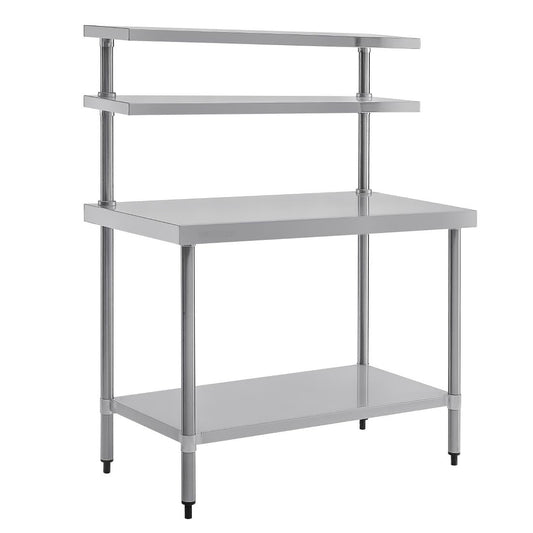 CC359 Vogue RVS werktafel met wandplanken 120cm