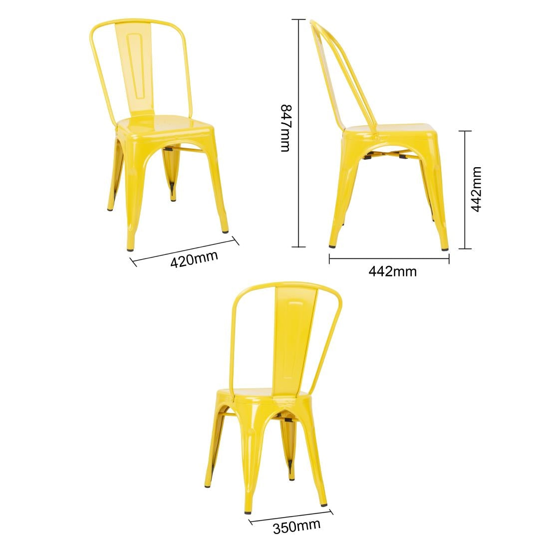 DK292 Bolero Bistro Stalen Bijzetstoelen Geel (4 Stuks)