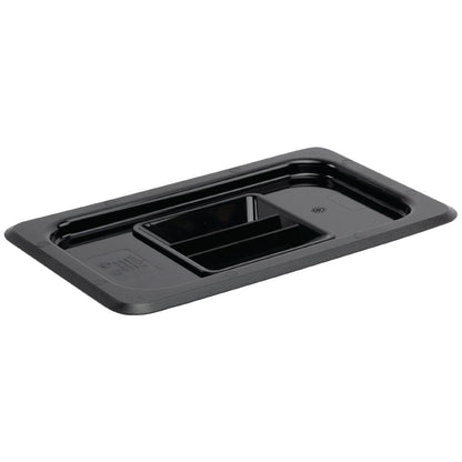 U477 Vogue polycarbonaat deksel zwart GN 1/4