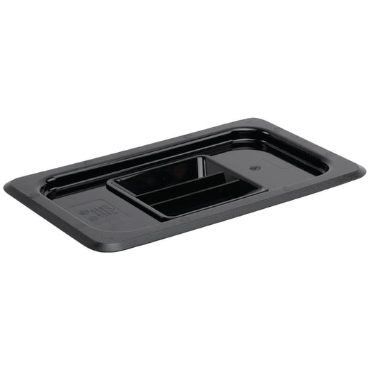 U477 Vogue polycarbonaat deksel zwart GN 1/4